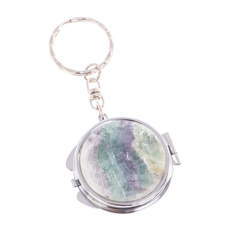 Складное зеркало брелок из флюорита круглое фото 1 — 