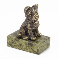 Статуэтка &quot;Собачка средняя №2&quot; из бронзы и змеевика — 