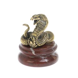 Статуэтка &quot;Кобра&quot; из бронзы на подставке из яшмы 5х5х6,5 см — 