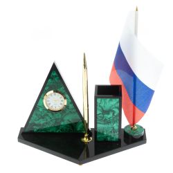 Настольный набор &quot;Пирамида&quot; из малахита 25х11,5х27 см — 