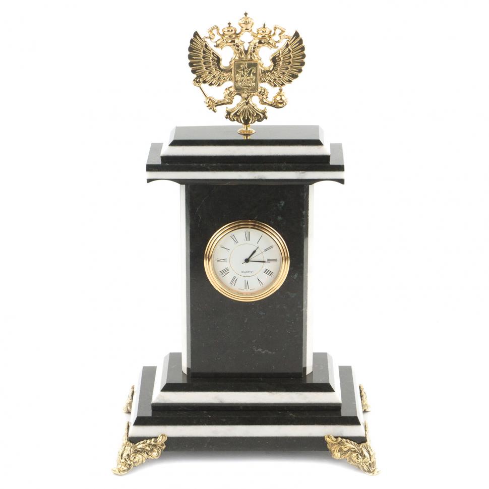 Часы "Герб" змеевик бронза фото 1 — 