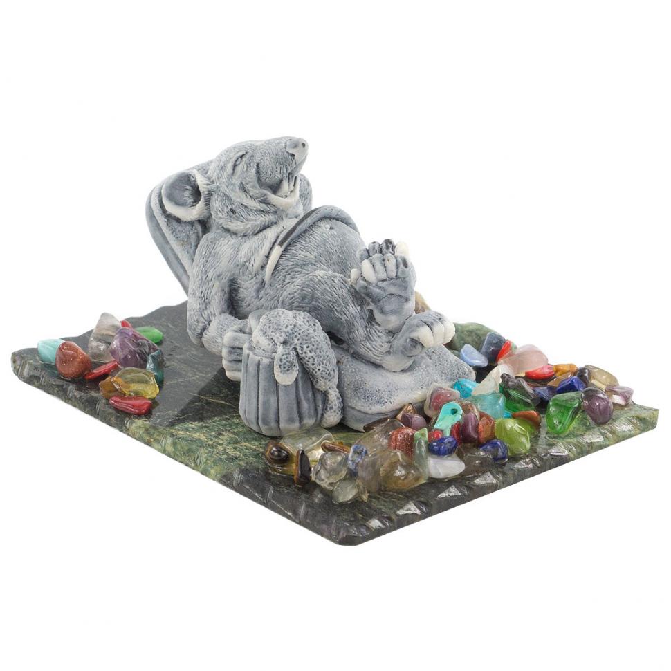 Сувенир из мрамолита "Крыса на шезлонге с пивом" фото 1 — 