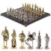 Настольные шахматы "Русь" доска 40х40 см камень лемезит фигуры металлические фото 1 — 