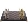 Настольные шахматы "Русь" доска 40х40 см камень лемезит фигуры металлические фото 2 — 