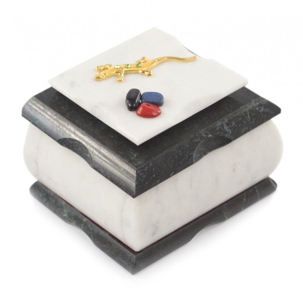 Шкатулка из белого мрамора "Оригинал" 10х8х7,5 см фото 1 — 