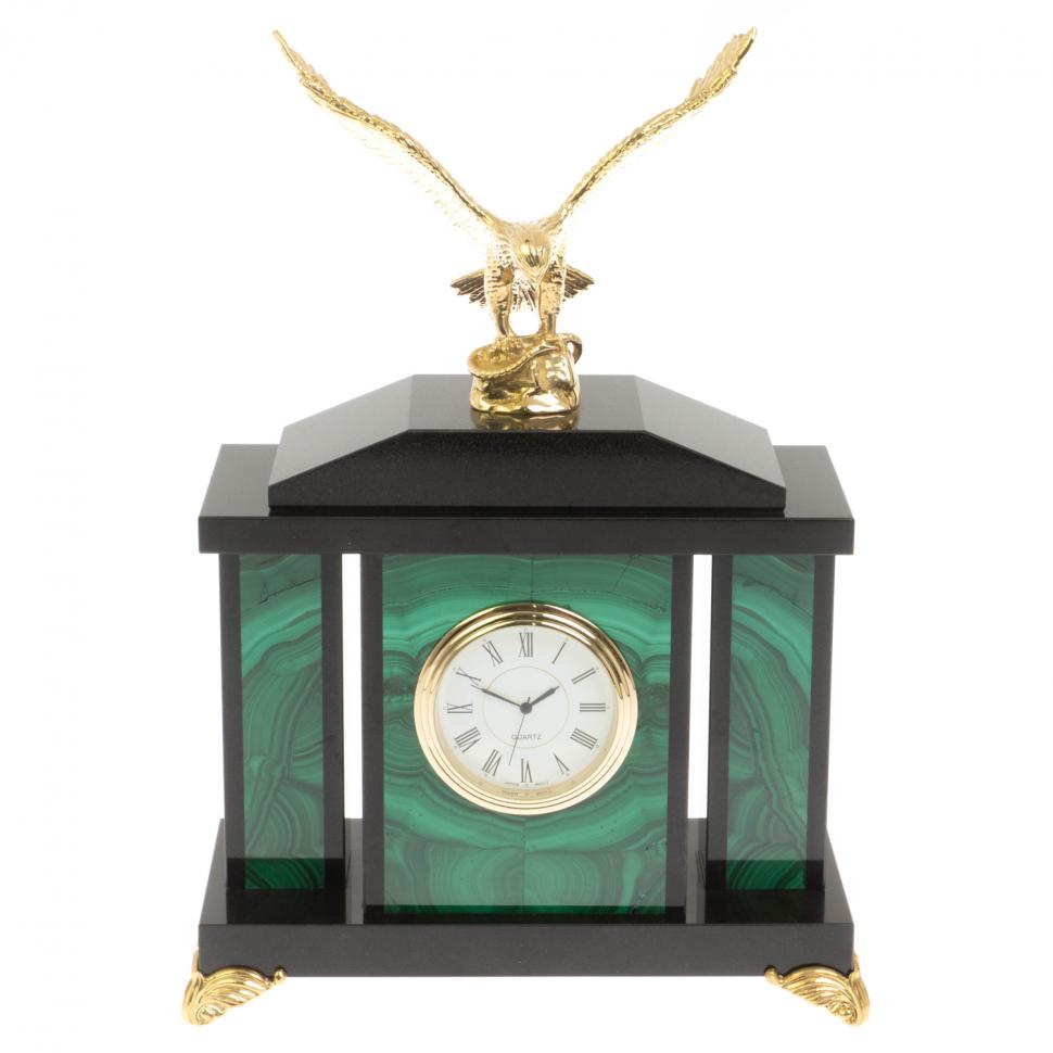 Часы "Орел" из малахита 17,5х9х24 см фото 1 — 