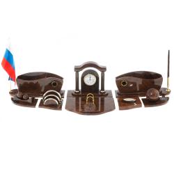 Настольный набор &quot;Арка&quot; камень обсидиан — 