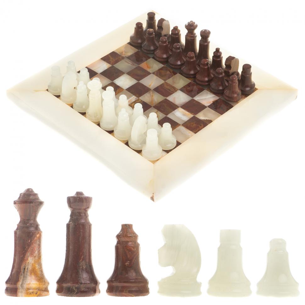 Шахматы "Сувенирные" камень оникс доска 20х20 см фото 1 — 