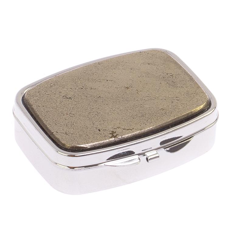 Таблетница на 2 отделения камень пирит цвет серебро фото 1 — 