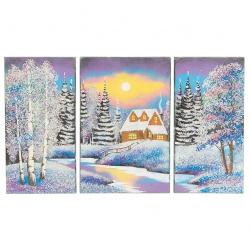 Картина модульная из камня &quot;Домик у реки&quot; 30х50 см — 