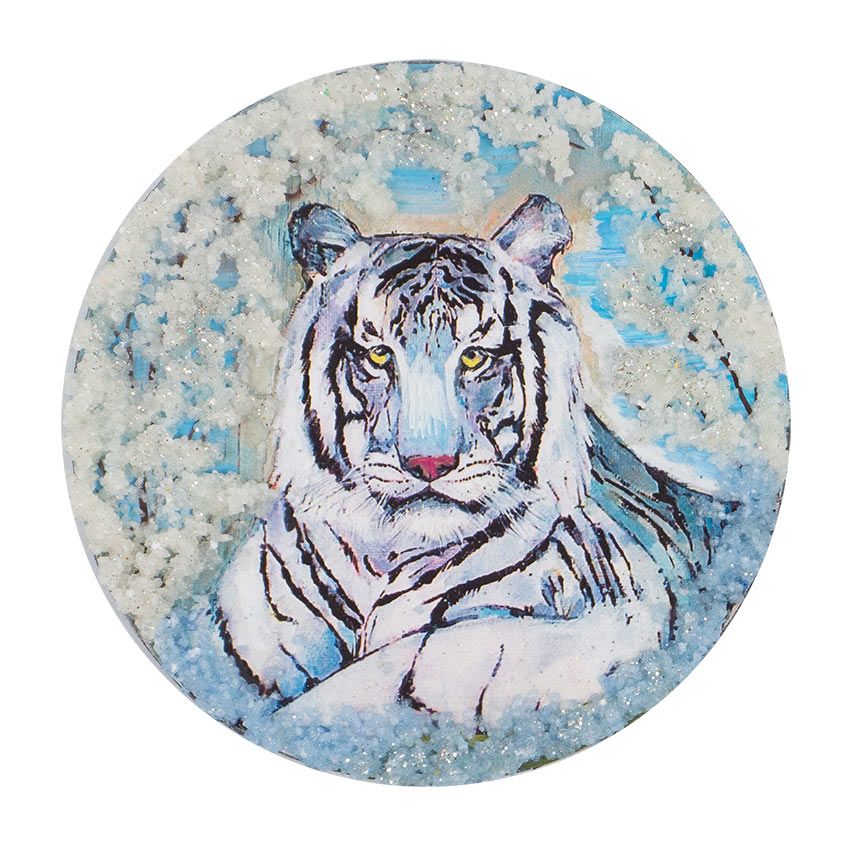 Магнит с рисунком Белый тигр змеевик купить оптом, арт 117752