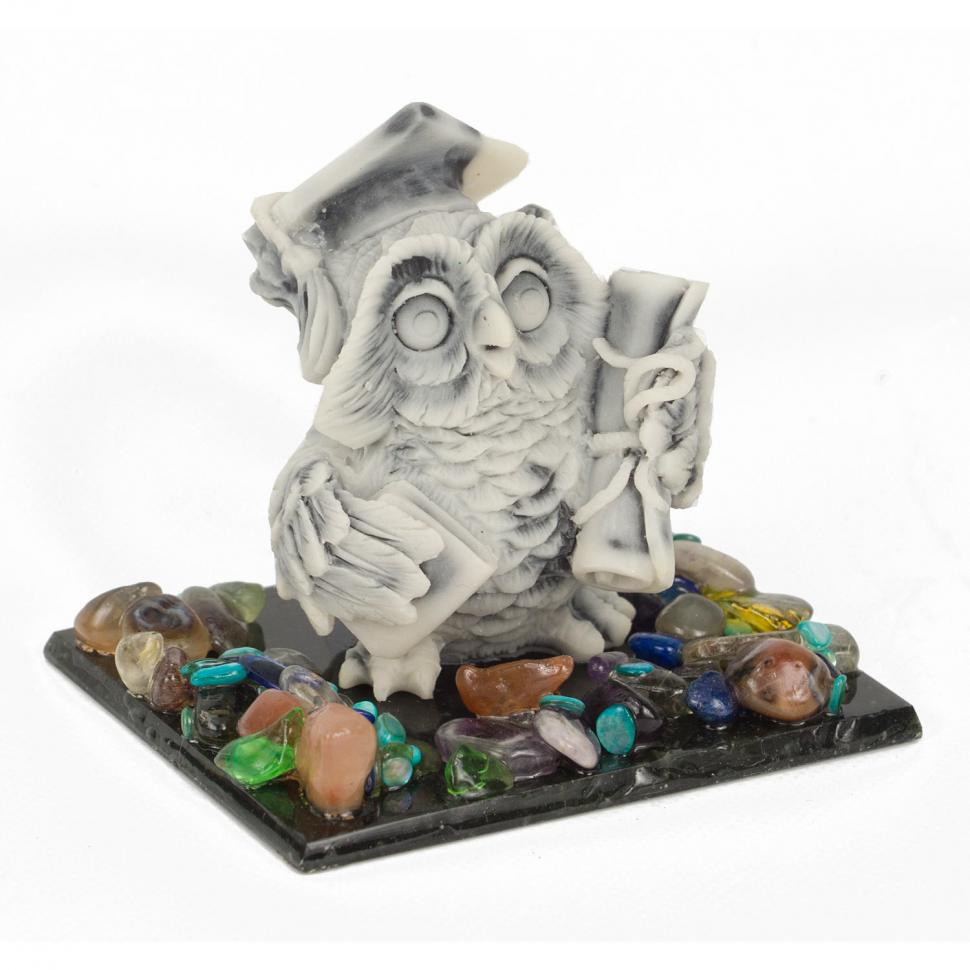 Сувенир "Филин ученый" из мрамолита фото 1 — 