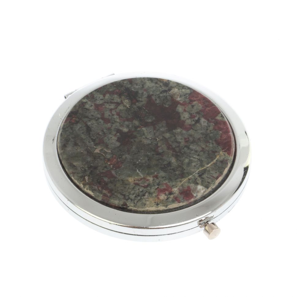 Зеркало круглое из камня эвдиалит цвет серебро фото 1 — 