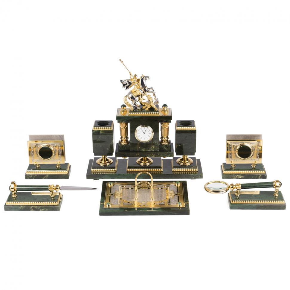 Настольный набор из нефрита "Георгий Победоносец" фото 1 — 