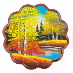 Панно круглое &quot;Осень&quot; 24х24 см каменная крошка — 