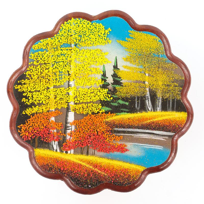 Панно круглое "Осень" 24х24 см каменная крошка фото 1 — 