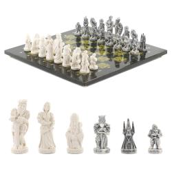 Подарочные шахматы &quot;Средневековье&quot; камень змеевик 40х40 см — 