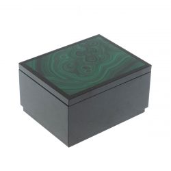 Шкатулка из малахита и долерита 10,5х8,5х6 см — 