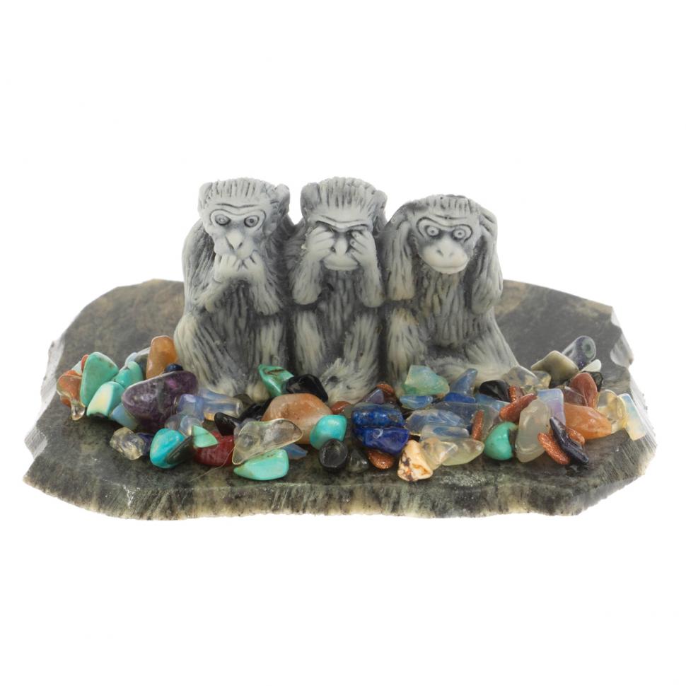 Сувенир "Не вижу. Не слышу. Не говорю" из мрамолита фото 1 — 