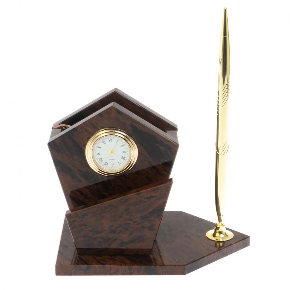 Карандашница с ручкой "Грани" камень обсидиан фото 1 — 