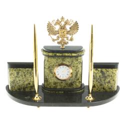 Письменный прибор &quot;Герб РФ&quot; из бронзы и змеевика — 