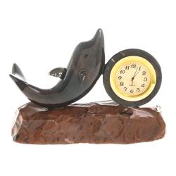 Часы декоративные &quot;Дельфин&quot; из коричневого обсидиана — 