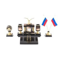 Настольный набор &quot;Парящий орел&quot; из яшмы и бронзы — 