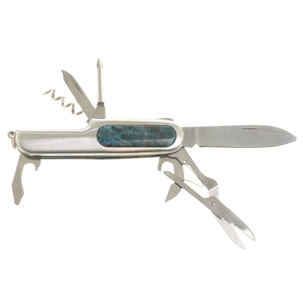 Нож мультитул складной 7 в 1 с камнем голубой апатит фото 1 — 