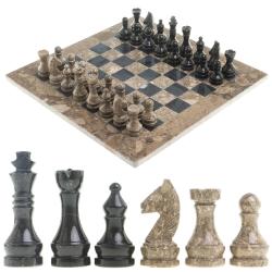 Шахматы &quot;Дебют&quot; мрамор, ракушечник доска 38х38 см — 
