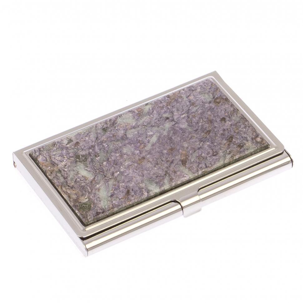Карманная визитница камень лепидолит цвет серебро фото 1 — 