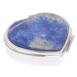 Таблетница &quot;Сердце&quot; на 3 отделения камень лазурит афганский цвет серебро — 