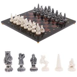 Шахматы &quot;Северные народы&quot; доска 40х40 см лемезит змеевик — 