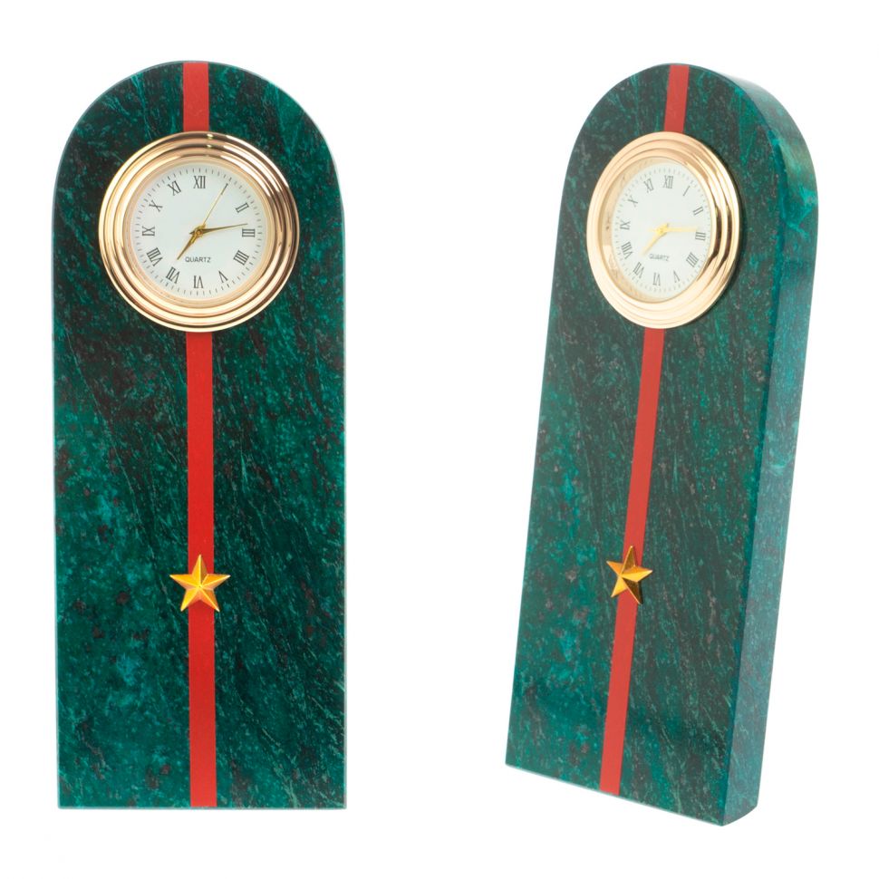 Часы "Погон младший лейтенант МВД" камень змеевик фото 1 — 