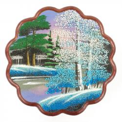 Панно круглое &quot;Зима&quot; 24х24 см каменная крошка — 