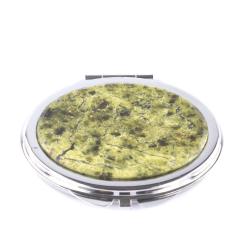 Зеркало карманное овальное из камня змеевик цвет серебро — 