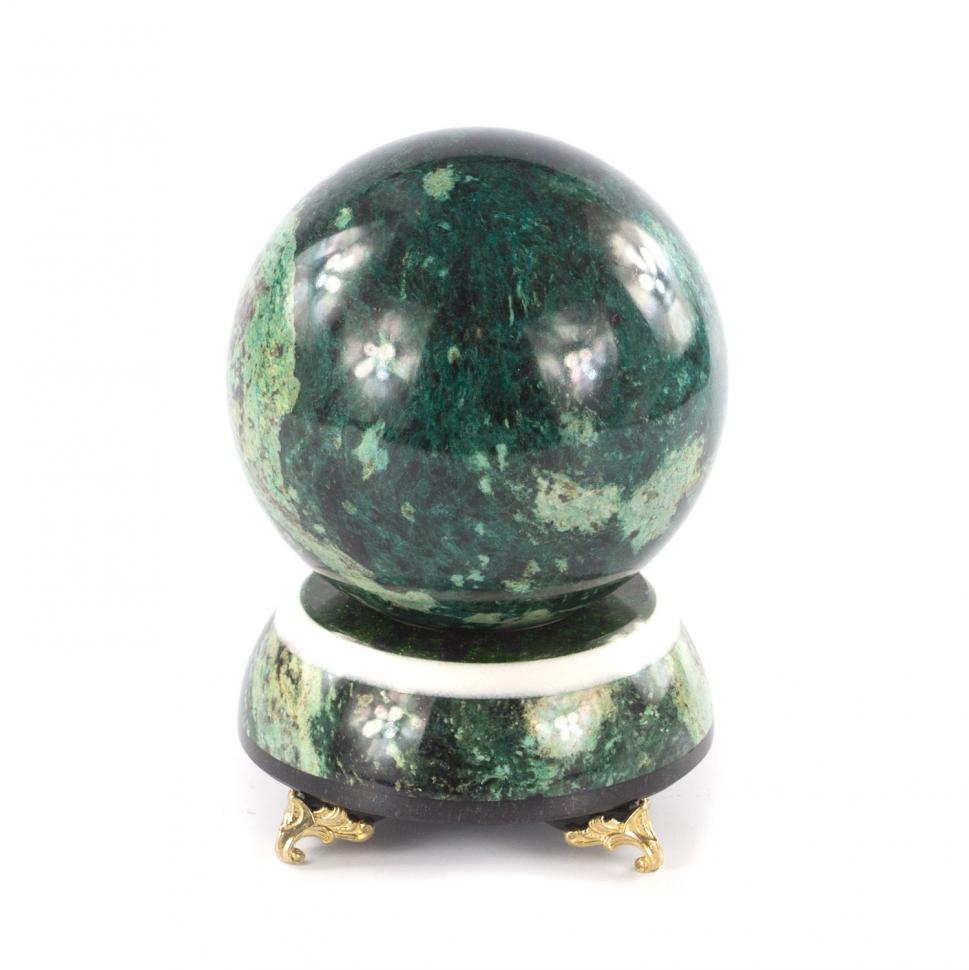 Сувенир "Шар Антистресс" камень змеевик 10 см фото 1 — 