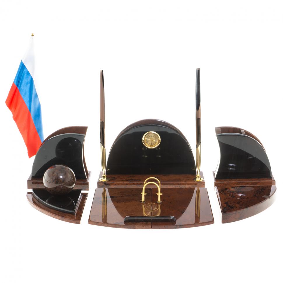 Письменный набор "Овальный" камень обсидиан фото 1 — 