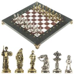 Шахматы &quot;Дон Кихот&quot; доска 28х28 см из камня лемезит мрамор фигуры металлические — 