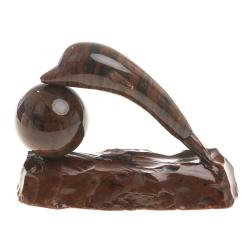 Сувенир фигурка &quot;Дельфин с шаром&quot; коричневый обсидиан — 