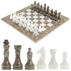 Шахматы &quot;Битва&quot; ракушечник, мрамор доска 38х38 см — 
