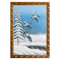 Картина &quot;Гуси&quot; багет 46х66 см, каменная крошка — 