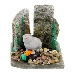 Сувенир &quot;Заяц с морковкой&quot; змеевик самоцветы — 