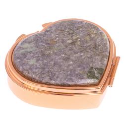 Таблетница &quot;Сердце&quot; на 3 отделения камень лепидолит красное золото — 