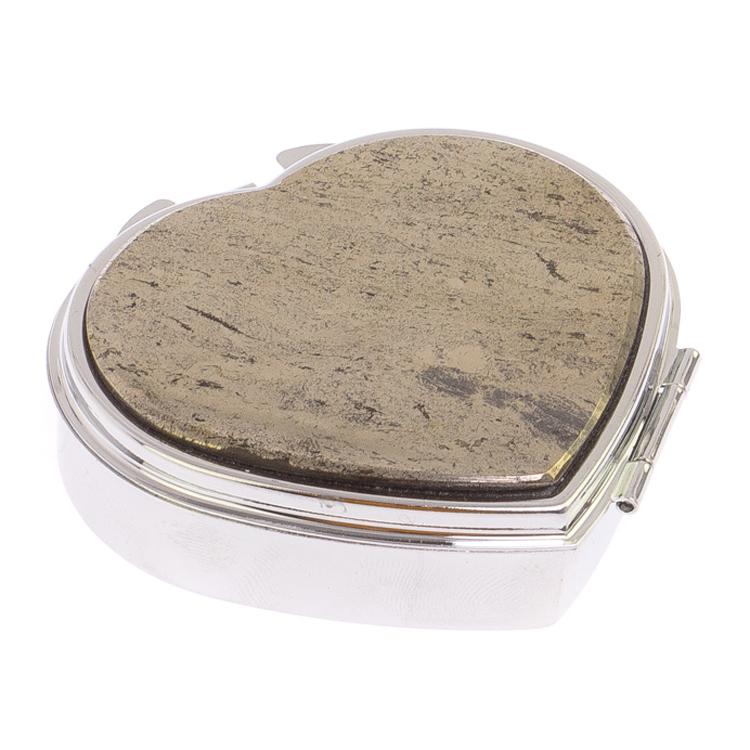 Таблетница "Сердце" на 3 отделения камень пирит цвет серебро фото 1 — 