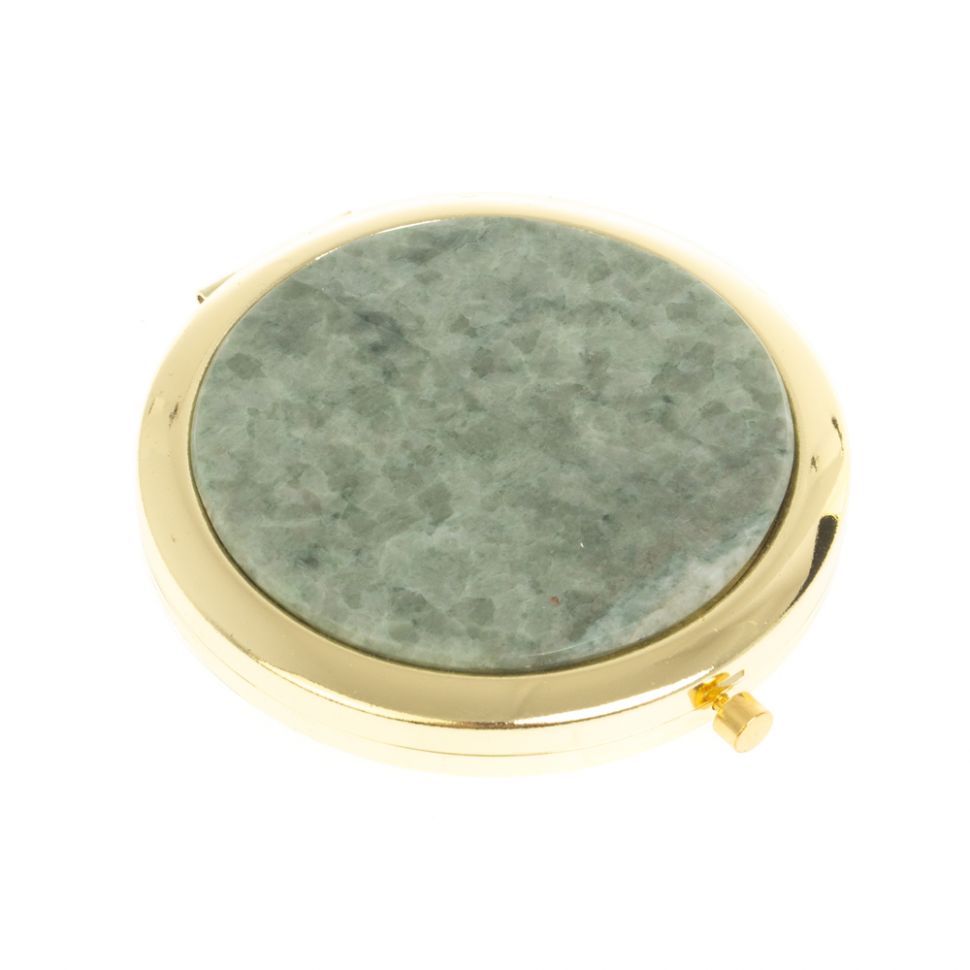 Зеркало круглое из камня жадеит цвет золото фото 1 — 