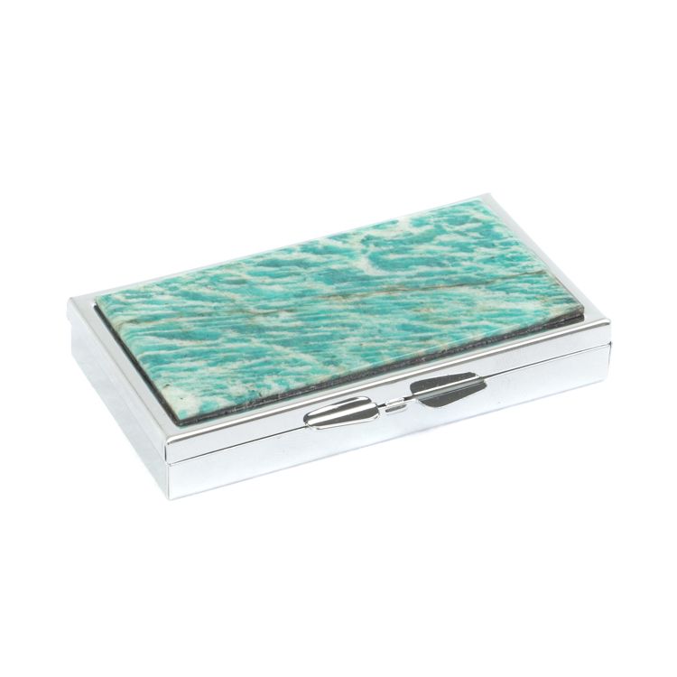 Таблетница на 7 отделений камень амазонит серебристая фото 1 — 