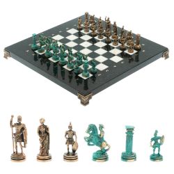 Шахматы &quot;Римские воины&quot; фигуры бронза / патина 28х28 см из мрамора — 