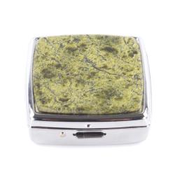 Таблетница с делителем на 2 отсека из змеевика цвет серебро — 