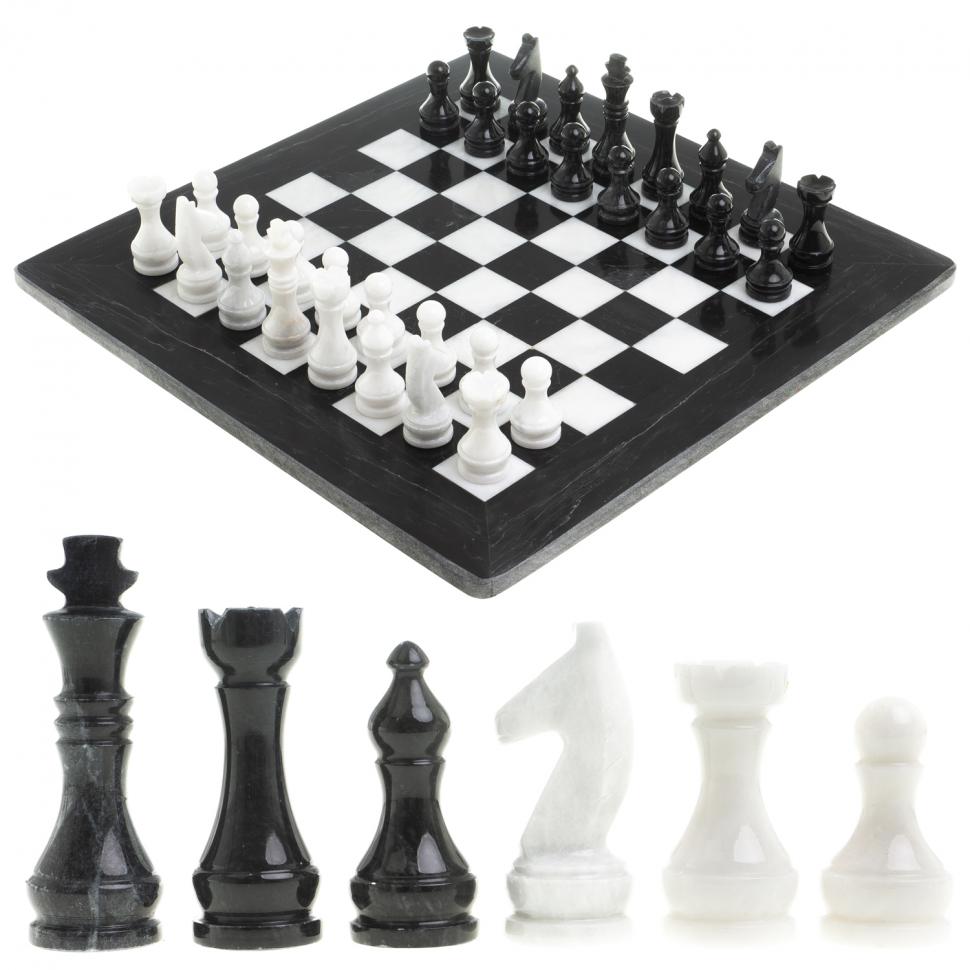 Каменные шахматы "Классические" доска 38х38 см фото 1 — 