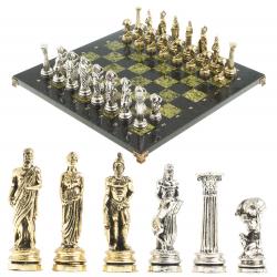 Шахматы &quot;Атлас&quot; доска 44х44 см змеевик фигуры металлические — 